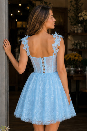 Sky Blue A-line Sweetheart Corset Homecoming Dress (2) | KISSPROM