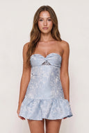 Sky Blue Sweetheart Jacquard A-Line Ruffled Homecoming Dress | KISSPROM