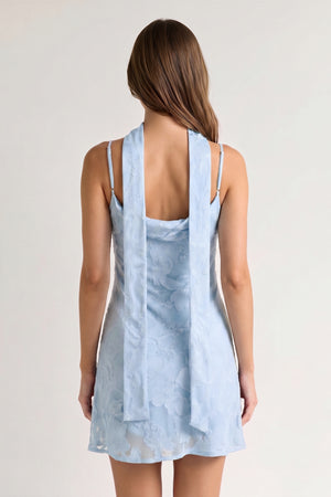 Sky Blue Jacquard Chiffon Cami Straps Sheath Homecoming Dress with Scarf (2) | KISSPROM