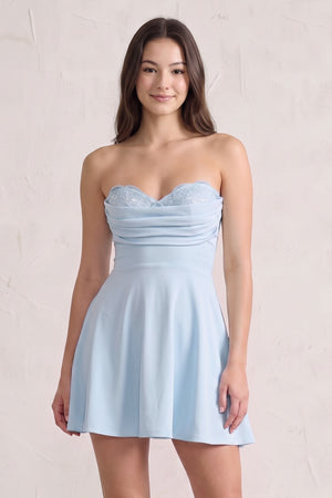 Sky Blue Lace Sweetheart A-Line Linen Short Homecoming Dress (3) | KISSPROM