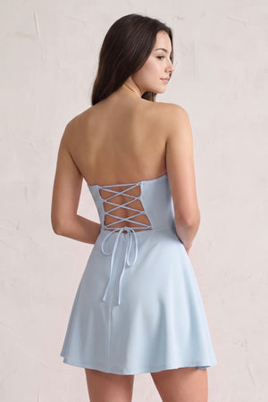 Sky Blue Lace Sweetheart A-Line Linen Short Homecoming Dress (4) | KISSPROM