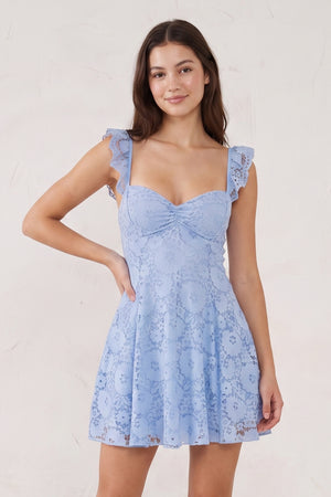 Sky Blue Lace Sweetheart A-Line Ruffled Short Homecoming Dress (3) | KISSPROM