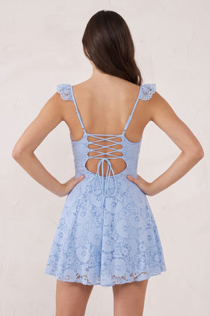 Sky Blue Lace Sweetheart A-Line Ruffled Short Homecoming Dress (4) | KISSPROM