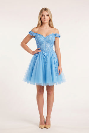 Sky Blue Off-the-Shoulder Beaded Appliques A-Line Homecoming Dress (2) | KISSPROM