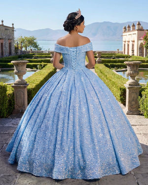 Sky Blue Off The Shoulder Sequined Ball Gown Quinceanera Dresses (2) | KISSPROM