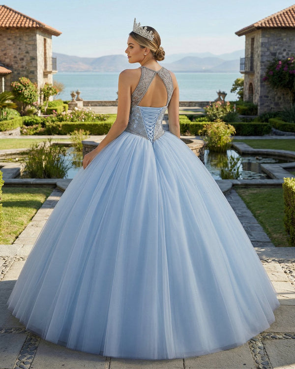 Sky Blue Quinceanera Dress Beaded Junior Prom Dress, Sky Blue / 20 Sky Blue Quinceanera Dress Beaded Junior Prom Dress, Sky Blue / 20