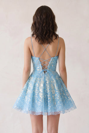 Sky Blue Sequins A-Line Homecoming Dress (2) | KISSPROM