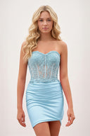 Sky Blue Sheath Sweetheart Tight Mini Homecoming Dresses | KISSPROM