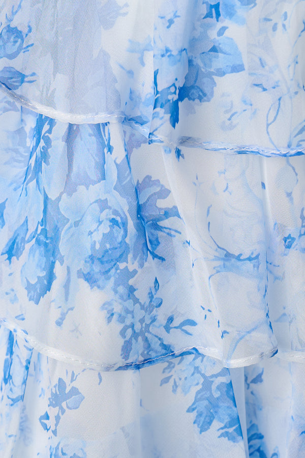 Sky Blue Sky Blue A Line Sweetheart Floral Lace Corset Ruffled Homecoming Dresses (4) | KISSPROM