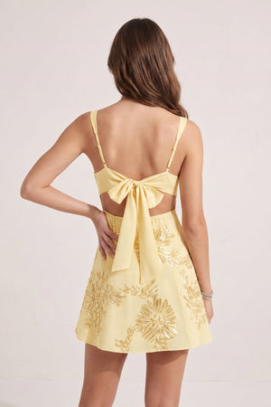 Yellow Square Neck Embroidered Flower Tulle A-Line Homecoming Dress | KISSPROM