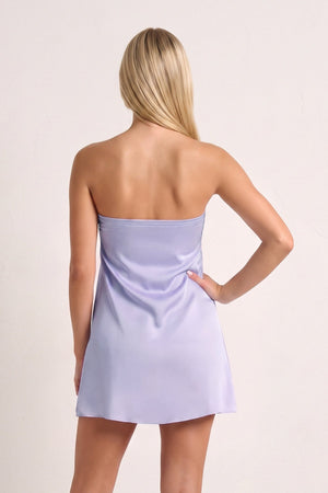 Lavender Strapless A-Line Satin Homecoming Dress with Ribbon (4) | KISSPROM
