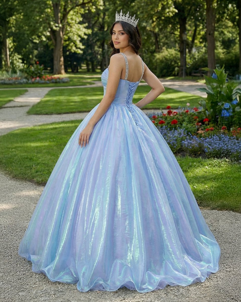 Sky Blue Sweetheart Neck Long Prom Quinceanera Dresses - KissProm