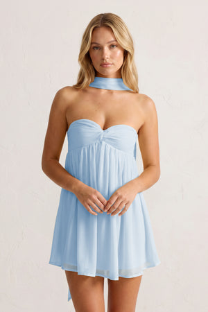Sky Blue Sweetheart Ruched A-Line Chiffon Homecoming Dress | KISSPROM