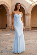 Yellow Strapless Sheath Chiffon Long Prom Dresses With Ruffles – Prom Dress by KissProm | Available at KissProm