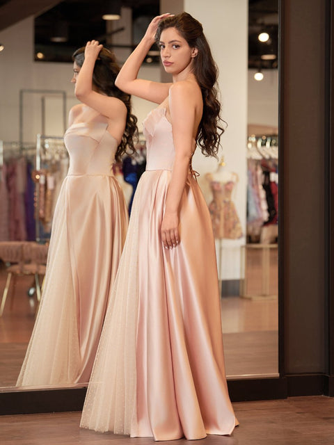 Puff Sleeve Prom Dresses Side Slit A Line Evening Gowns Y514 main image 0