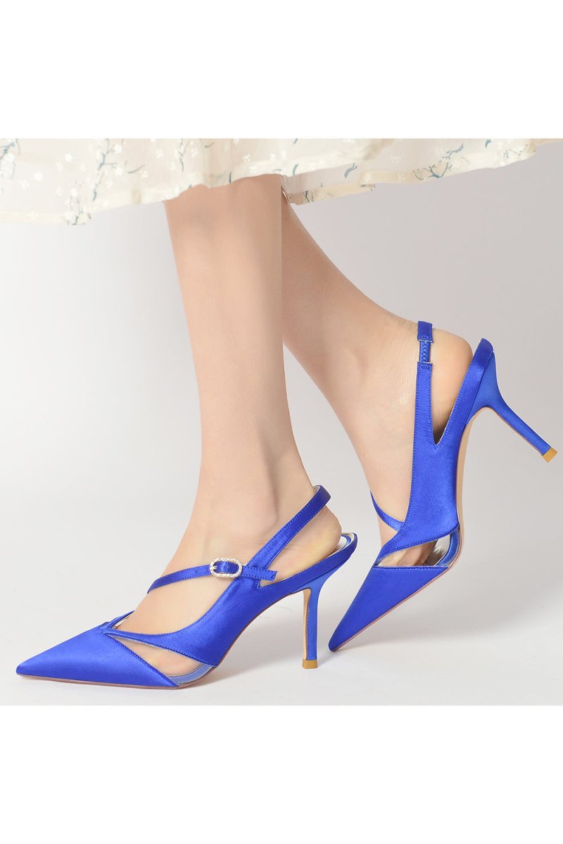 Slingback Pointed Toe High Heels - KissProm