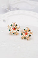 Snowflake Gold Earrings Rhinestones - KissProm