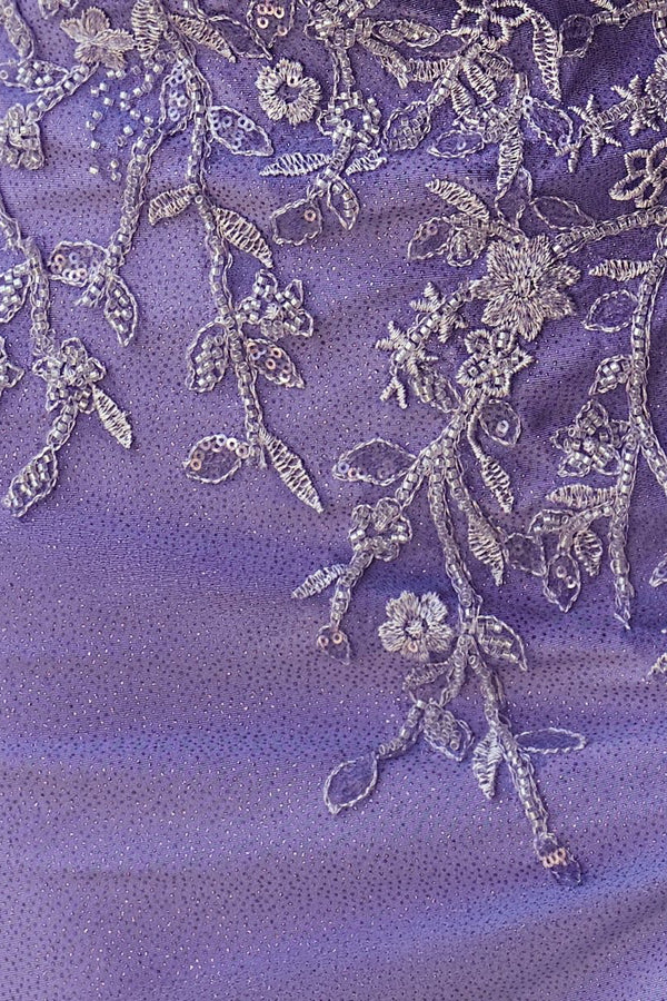 KissProm-Solstice Charming Mermaid V Neck Lavender Slit Prom Dresses with Appliques