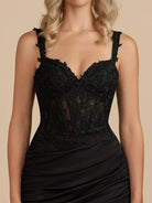 Sova | Black - Bodycon Sweetheart Homecoming Dress with Lace Appliques