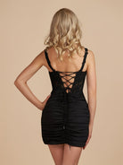 Sova | Black - Bodycon Sweetheart Homecoming Dress with Lace Appliques