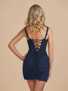 Sova | Navy Blue - Bodycon Sweetheart Homecoming Dress with Lace Appliques - KissProm