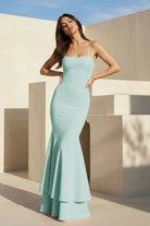 Spade | Pink Spaghetti Straps Mermaid Satin Long Prom Dress - KissProm