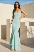 Spade | Pink Spaghetti Straps Mermaid Satin Long Prom Dress - KissProm