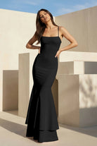 Spade | Pink Spaghetti Straps Mermaid Satin Long Prom Dress - KissProm