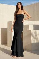 Spade | Pink Spaghetti Straps Mermaid Satin Long Prom Dress - KissProm