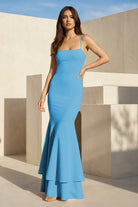 Spade | Pink Spaghetti Straps Mermaid Satin Long Prom Dress - KissProm