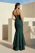 Spade | Pink Spaghetti Straps Mermaid Satin Long Prom Dress - KissProm