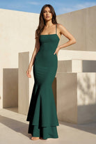 Spade | Pink Spaghetti Straps Mermaid Satin Long Prom Dress - KissProm