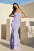 Spade | Pink Spaghetti Straps Mermaid Satin Long Prom Dress - KissProm