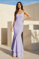 Spade | Pink Spaghetti Straps Mermaid Satin Long Prom Dress - KissProm