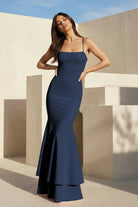 Spade | Pink Spaghetti Straps Mermaid Satin Long Prom Dress - KissProm