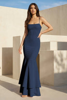 Spade | Pink Spaghetti Straps Mermaid Satin Long Prom Dress - KissProm