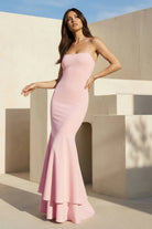 Spade | Pink Spaghetti Straps Mermaid Satin Long Prom Dress - KissProm