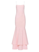 Spade | Pink Spaghetti Straps Mermaid Satin Long Prom Dress - KissProm