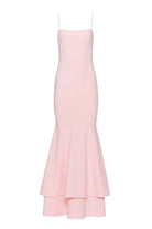 Spade | Pink Spaghetti Straps Mermaid Satin Long Prom Dress - KissProm