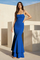 Spade | Pink Spaghetti Straps Mermaid Satin Long Prom Dress - KissProm