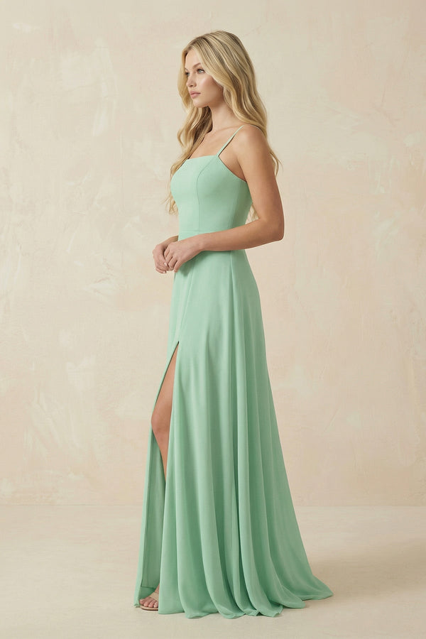 Spaghetti Strap A - Line Chiffon Bridesmaid Dress - KissProm Bridesmaid Dresses
