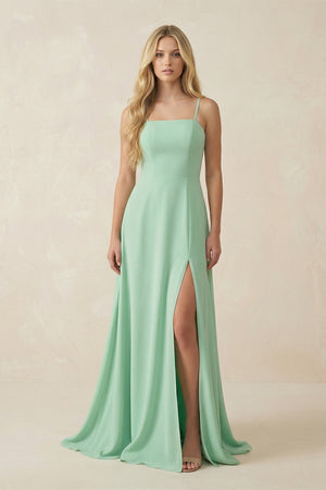 Spaghetti Strap A - Line Chiffon Bridesmaid Dress - KissProm Bridesmaid Dresses