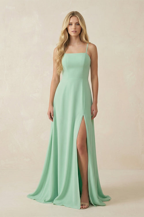 Spaghetti Strap A - Line Chiffon Bridesmaid Dress - KissProm Bridesmaid Dresses