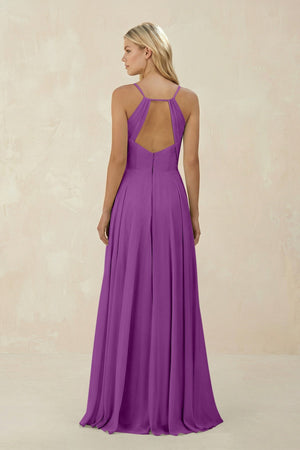 Spaghetti Strap A - Line Chiffon Bridesmaid Dress in Amethyst - KissProm Bridesmaid Dresses