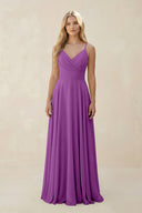 Spaghetti Strap A - Line Chiffon Bridesmaid Dress in Amethyst - KissProm Bridesmaid Dresses