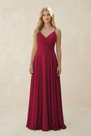 Spaghetti Strap A - Line Chiffon Bridesmaid Dress in Berry - KissProm Bridesmaid Dresses