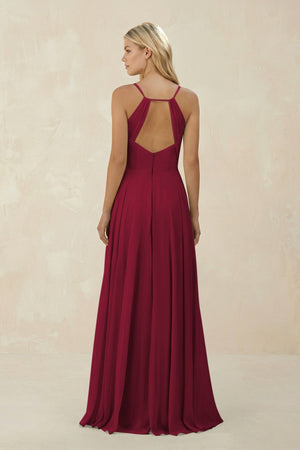 Spaghetti Strap A - Line Chiffon Bridesmaid Dress in Berry - KissProm Bridesmaid Dresses