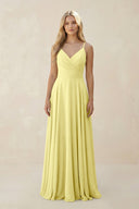 Spaghetti Strap A - Line Chiffon Bridesmaid Dress in Buttercup - KissProm Bridesmaid Dresses
