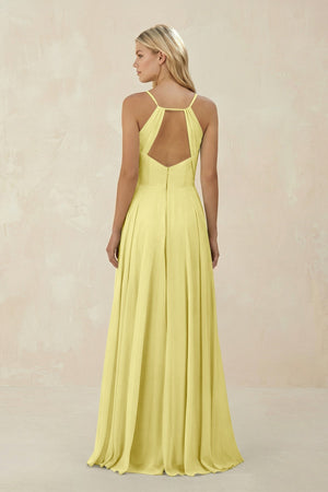 Spaghetti Strap A - Line Chiffon Bridesmaid Dress in Buttercup - KissProm Bridesmaid Dresses