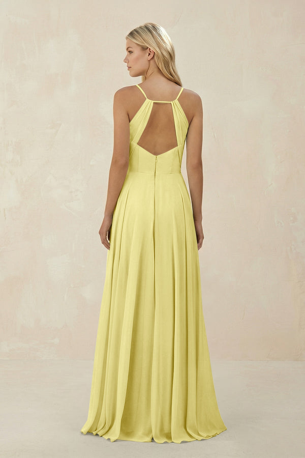 Spaghetti Strap A - Line Chiffon Bridesmaid Dress in Buttercup - KissProm Bridesmaid Dresses